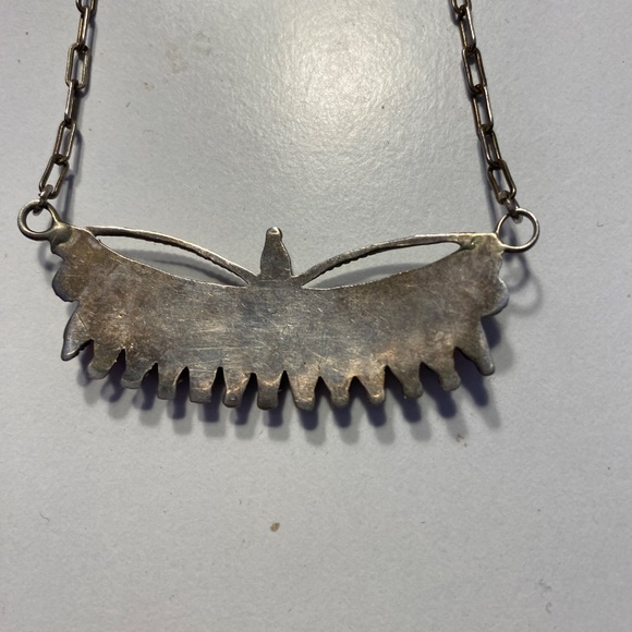 Coral Needlepoint Zuni Silver Necklace - Picture 4 of 6